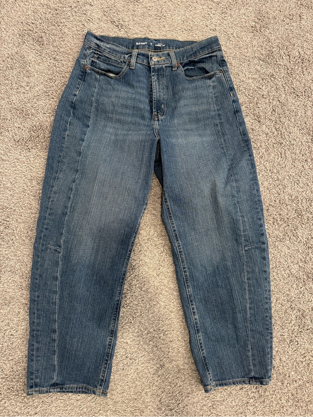 Old Navy Women's Blue Barrel Leg High-Rise Jeans